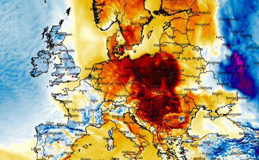 Anomalia temperatury mierzona na wysokości 2 m nad powierzchnią gruntu 27.02
