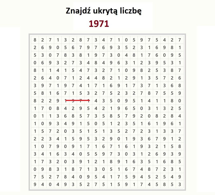 Znajdź ukrytą liczbę 1971. Rozwiązanie