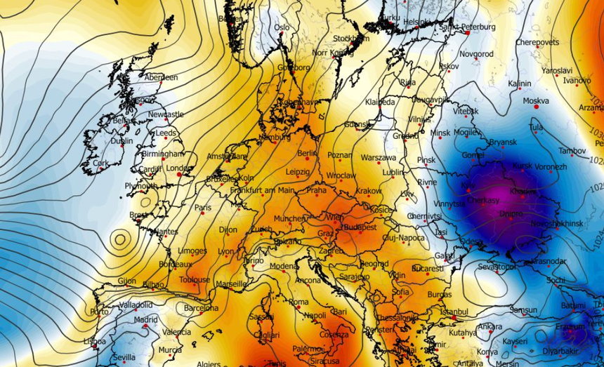 Anomalia temperatury na poziomie ciśnienia 850 hPa 15.01