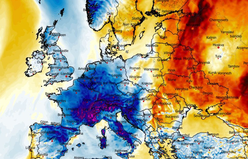 Anomalia temperatury mierzona na wysokości 2 m nad powierzchnią gruntu 26.03