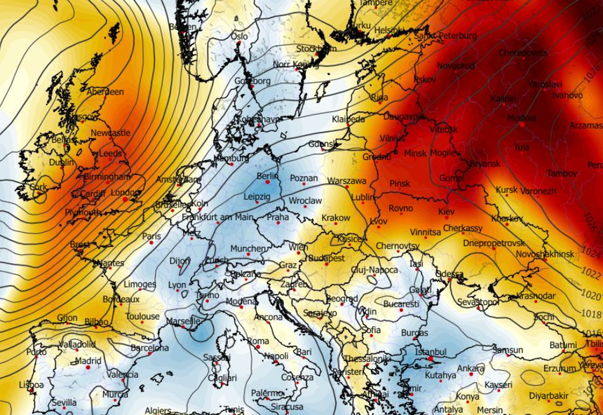 Anomalia temperatury na poziomie ciśnienia 850 hPa 01.12