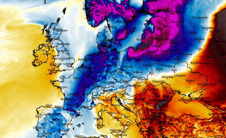 Anomalia temperatury mierzona na wysokości 2 m nad powierzchnią gruntu 15.02
