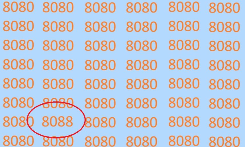 Znajdź błędnie zapisaną liczbę 8080. Rozwiązanie