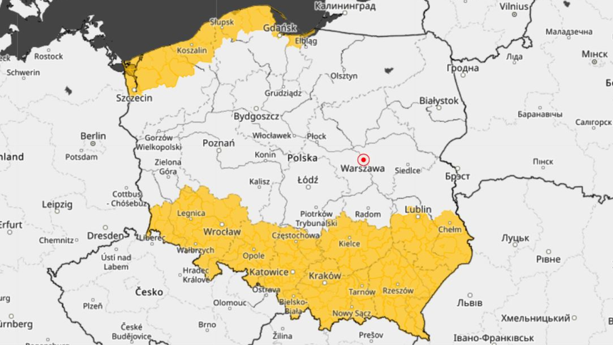 IMGW - prognoza zagrożeń na piątek 1 grudnia