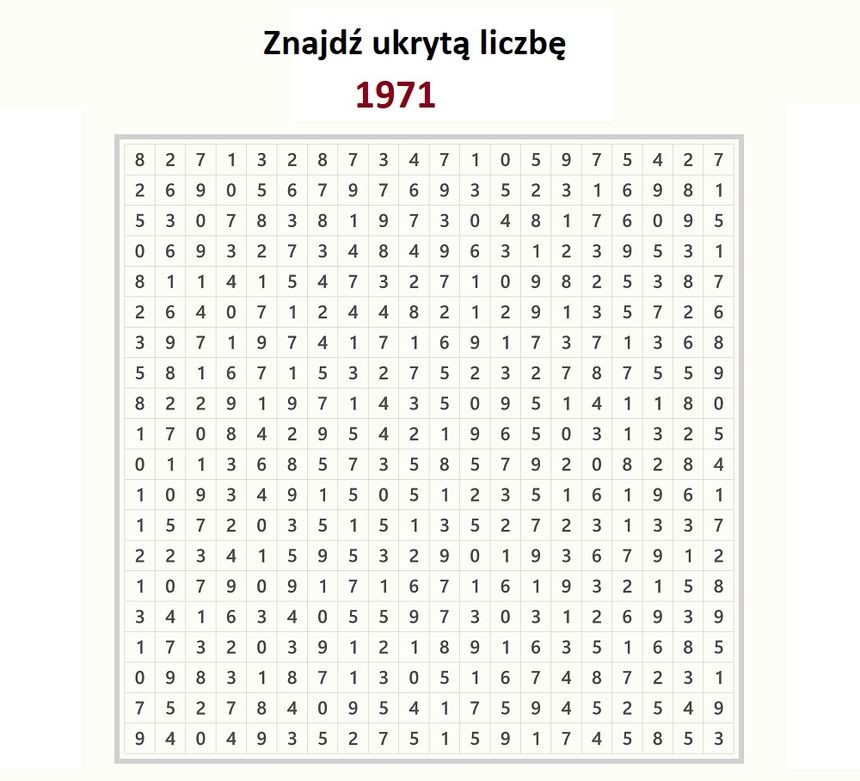 Znajdź ukrytą liczbę 1971