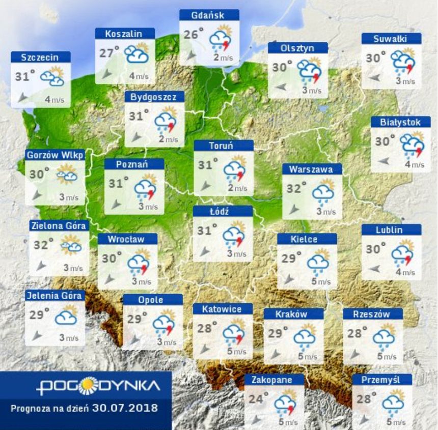 Prognoza pogody na 30 lipca|undefined