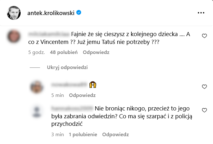 Komentarze pod wpisem Antka Królikowskiego 