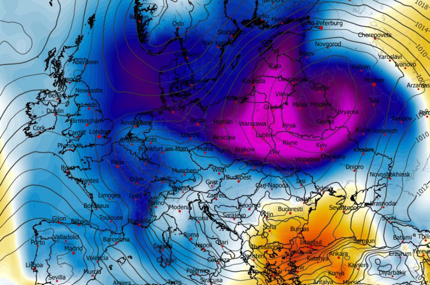 Anomalia temperatury na poziomie ciśnienia 850 hPa 10.01