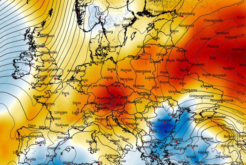 Anomalia temperatury na poziomie ciśnienia 850 hPa 05.12