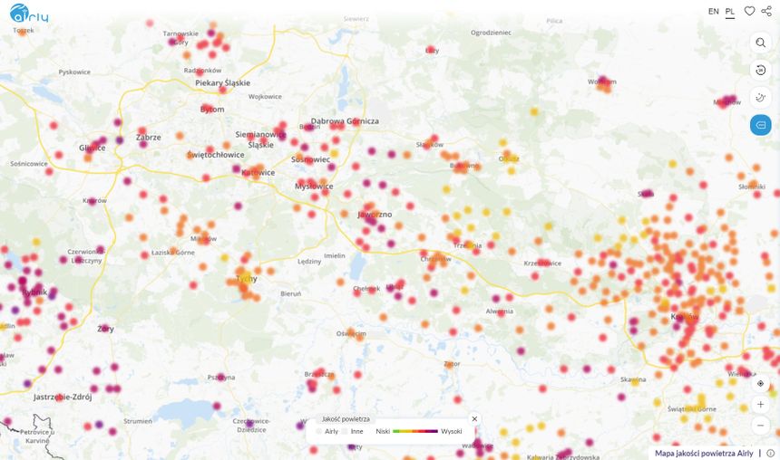 Jakość powietrza Śląsk 10.11|undefined