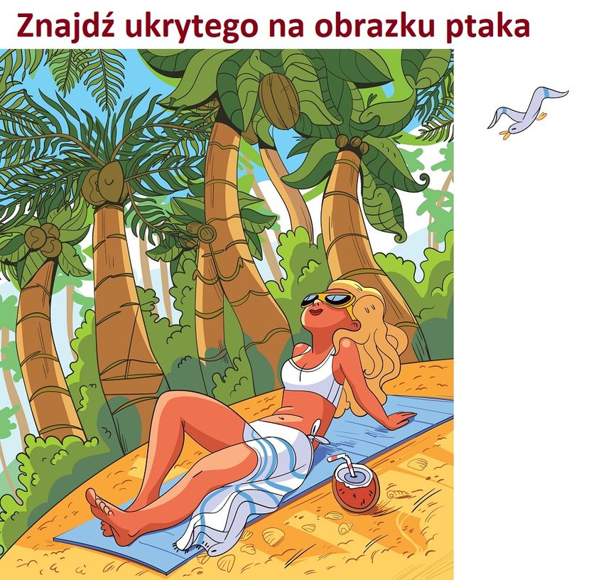 Znajdź ukrytego na obrazku ptaka