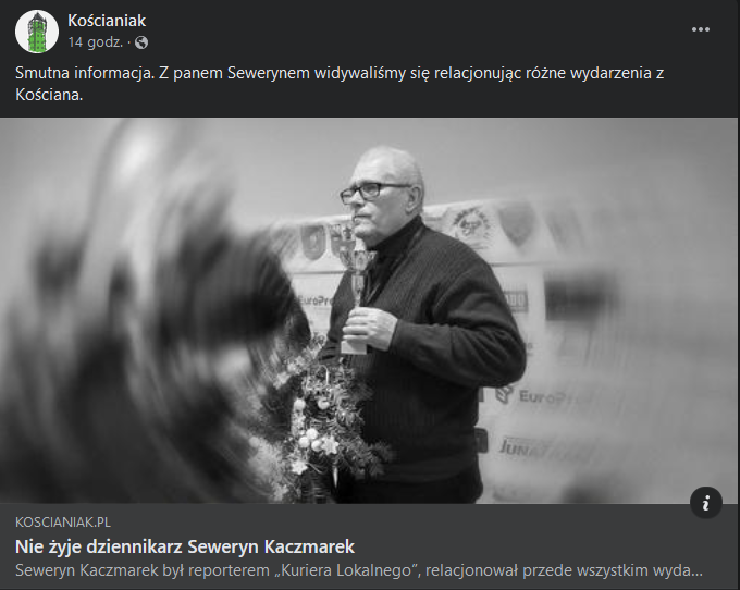 Nie żyje dziennikarz Serweyn Kaczmarek