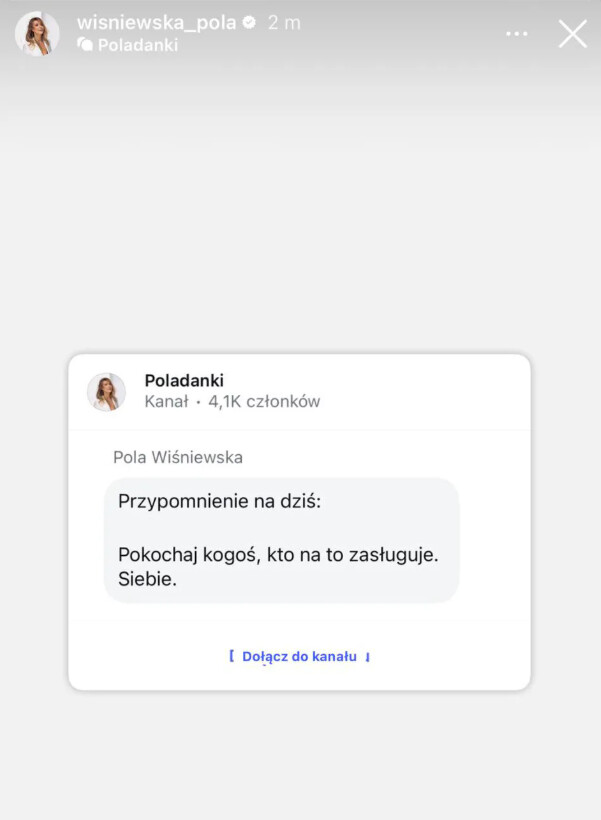 Fot. Instagram / InstaStory / @wisniewska_pola