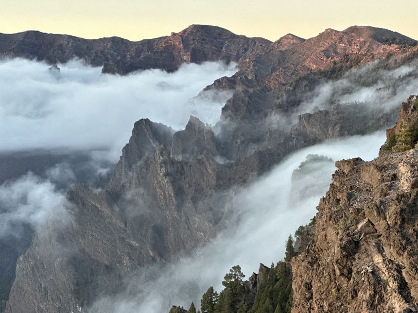 Caldera de Taburiente przed zachodem słońca