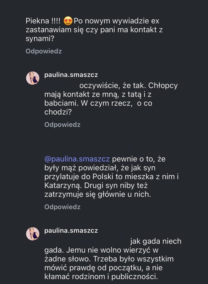 Paulina Smaszcz o kontaktach z synami