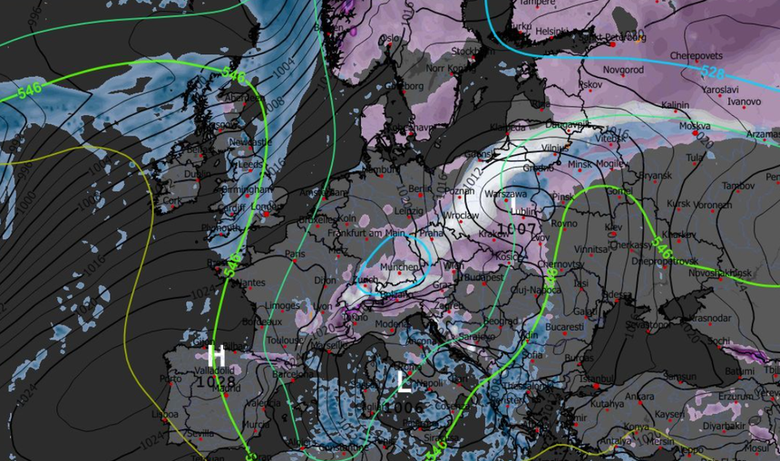 Prognozowane opady 26.11