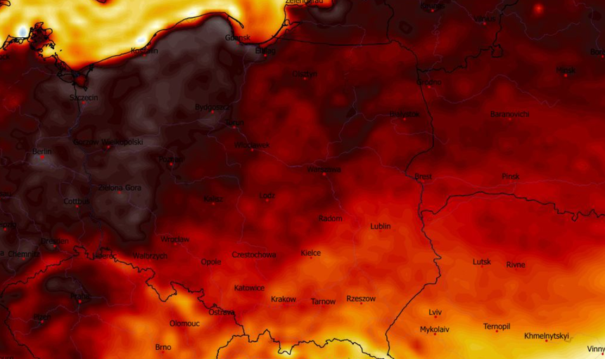 Anomalia temperatury mierzona na wysokości 2 m nad powierzchnią gruntu 03.05