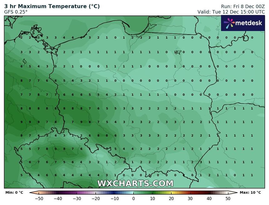 wxcharts.com - maksymalna temperatura we wtorek