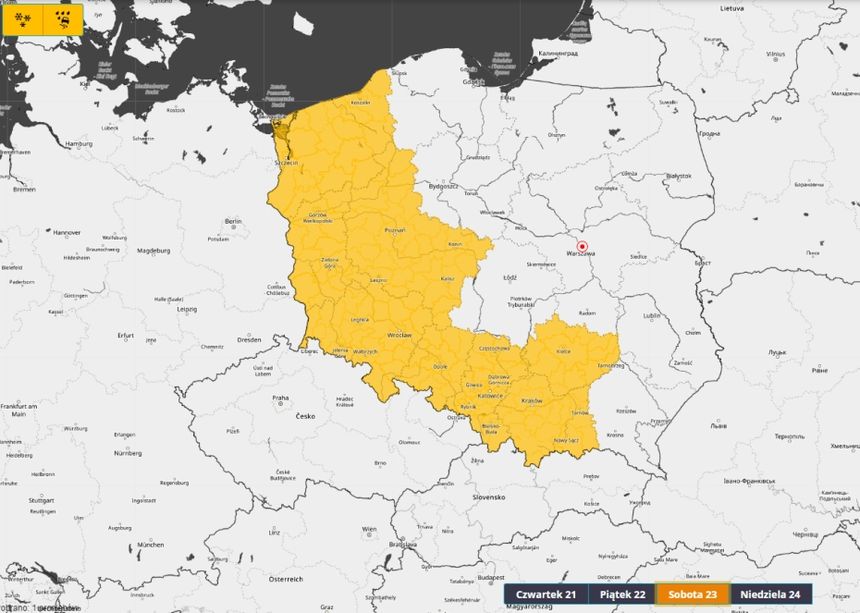 Prognoza zagrożeń na sobotę 21 grudnia