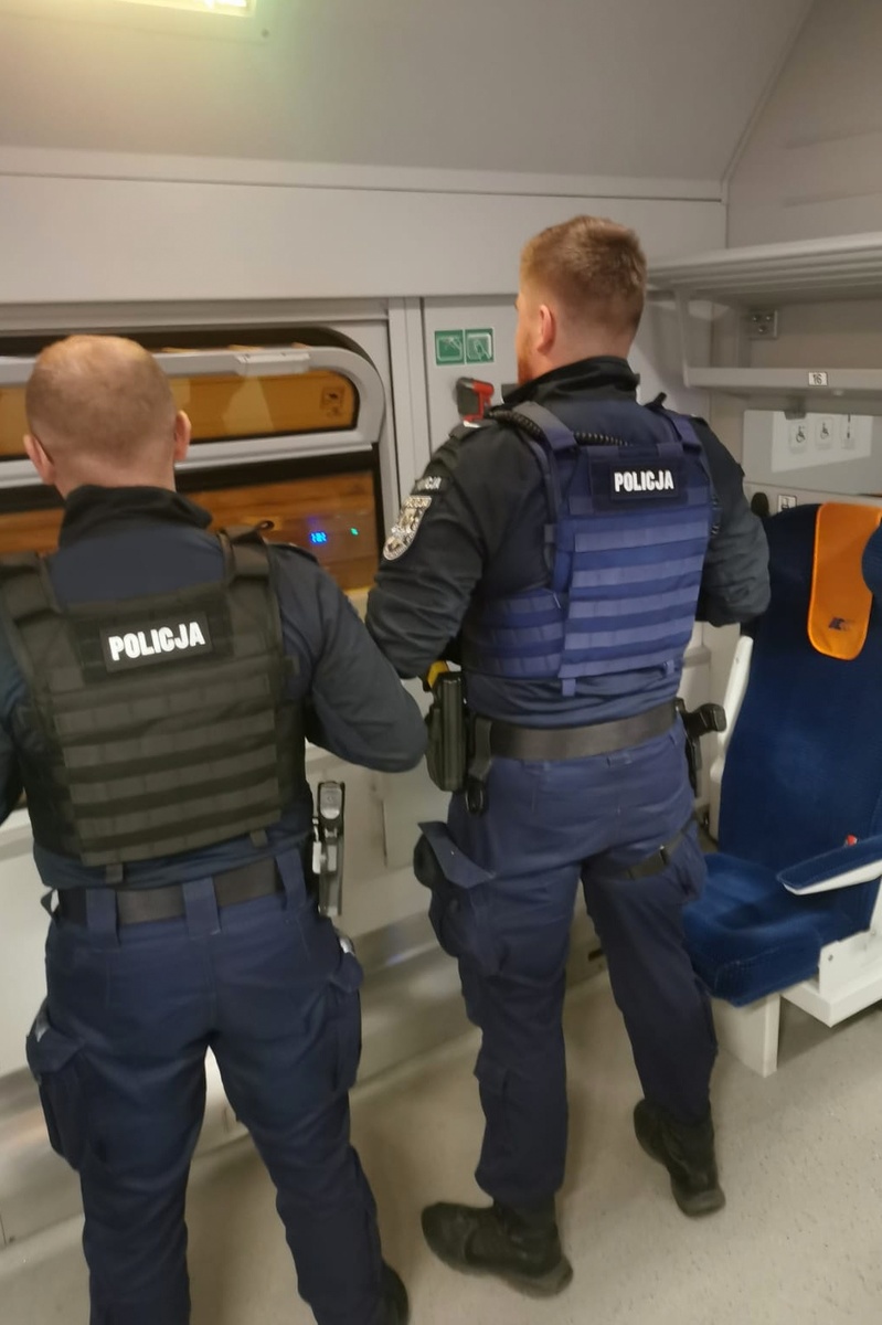Patrol policji w pociągu