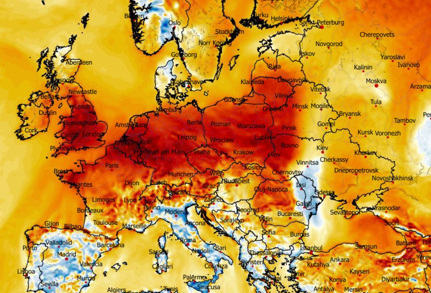 Anomalia temperatury na wysokości 2 m 09.12