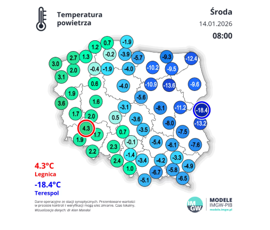 IMGW, pogoda w Polsce, temperatura