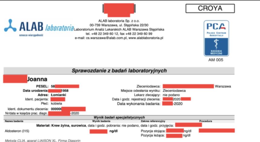Dane pacjentów miały wyciec do sieci