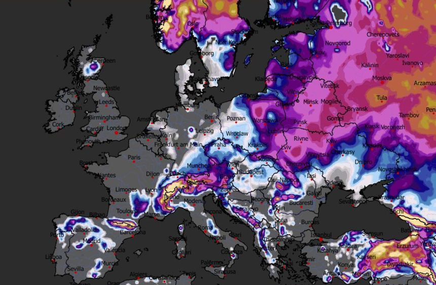 Prognozowana grubość pokrywy śnieżnej 26.01
