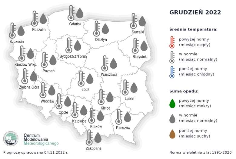 Prognoza pogody na grudzień - IMGW
