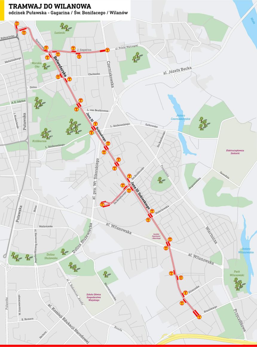 Tramwaj do Wilanowa - mapa