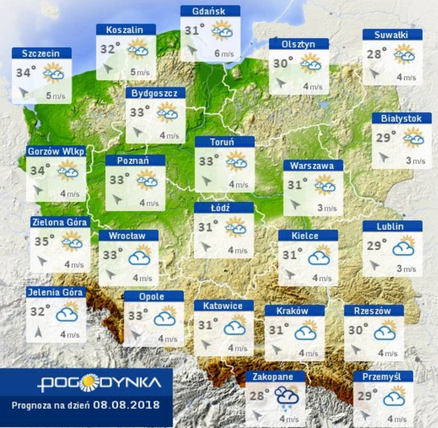 Prognoza pogody na 8 sierpnia|undefined