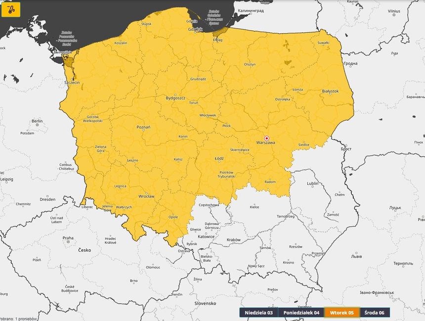 Prognoza zagrożeń na wtorek