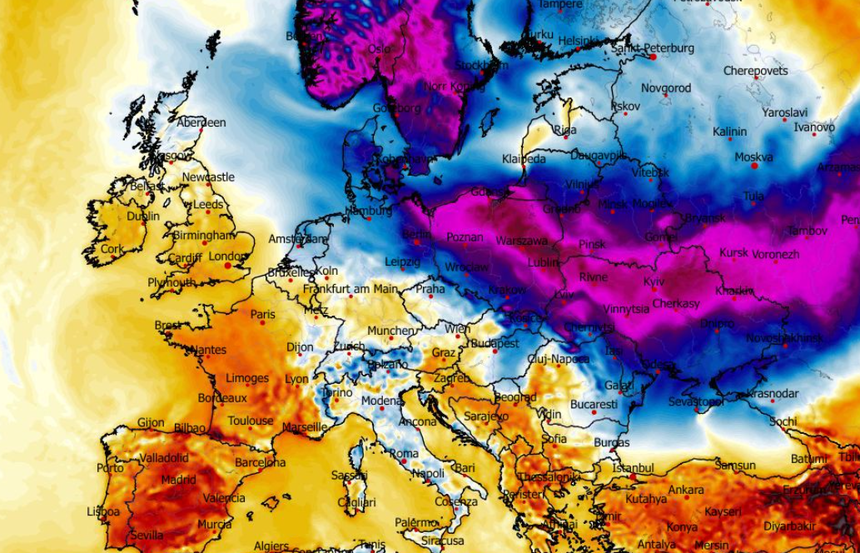 Anomalia temperatury mierzona na wysokości 2 m nad powierzchnią gruntu 09.02