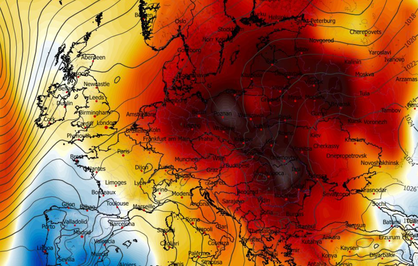 Anomalia temperatury na poziomie ciśnienia 850 hPa 17.12