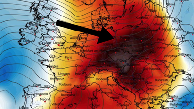 Anomalia temperatury na poziomie ciśnienia 850 hPa 28.02