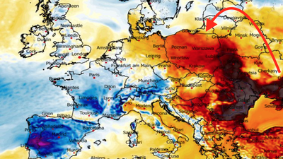 Anomalia temperatury mierzona na wysokości 2 m nad powierzchnią gruntu 28.02