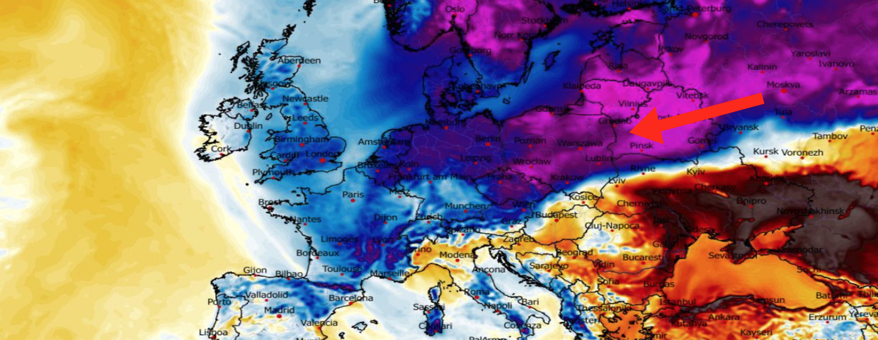 Anomalia temperatury mierzona na wysokości 2 m nad powierzchnią gruntu 09.03