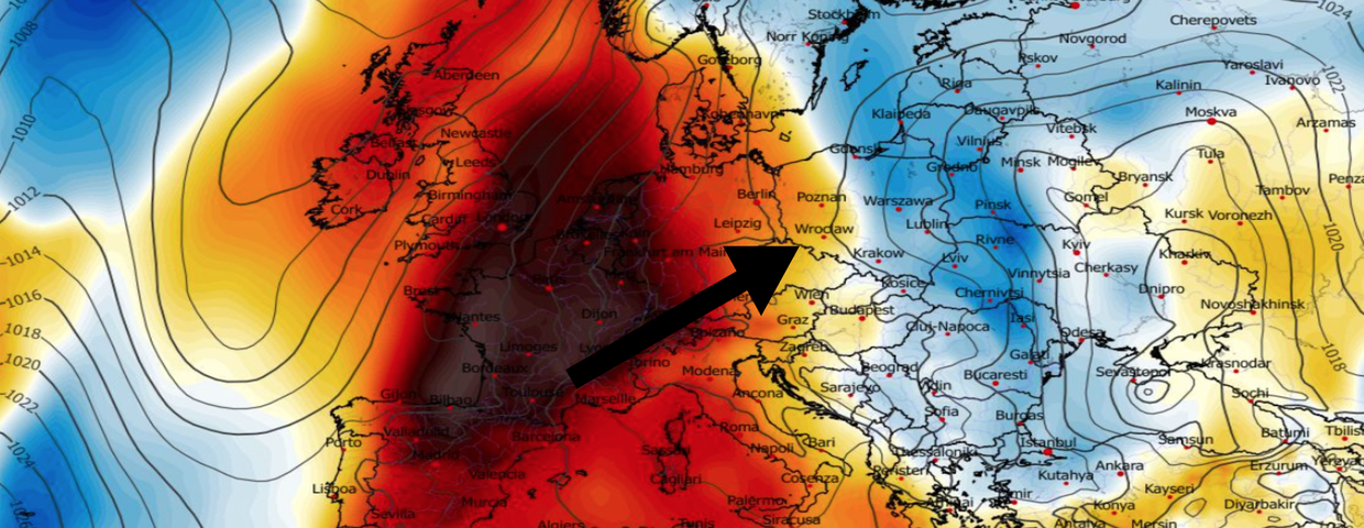 Anomalia temperatury mierzona na poziomie ciśnienia 850 hPa 25.02
