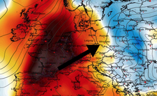 Anomalia temperatury mierzona na poziomie ciśnienia 850 hPa 25.02