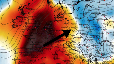 Anomalia temperatury mierzona na poziomie ciśnienia 850 hPa 25.02