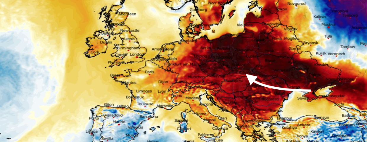 Anomalia temperatury mierzona na wysokości 2 m nad powierzchnią gruntu 12.03