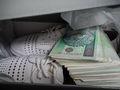 Pieniądze schowane w pudełku z butami