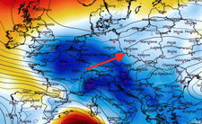Anomalia temperatury mierzona na poziomie ciśnienia 850 hPa 21.03 
