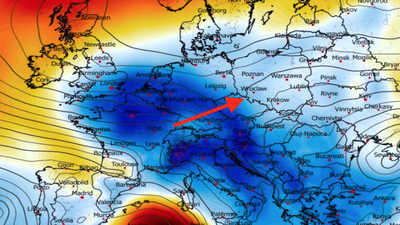Anomalia temperatury mierzona na poziomie ciśnienia 850 hPa 21.03 