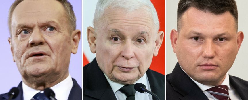 Donald Tusk. Jarosław Kaczyński. Sławomir Mentzen