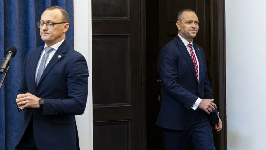 Prezydent Karol Nawrocki i jego rzecznik Rafał Leśkiewicz