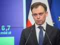 inister finansów Andrzej Domański podczas konferencji prasowej w siedzibie Ministerstwa Rozwoju i Technologii w Warszawie