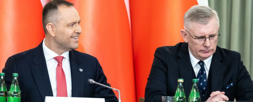 Karol Nawrocki i Sławomir Cenckiewicz na posiedzeniu Rady Bezpieczeństwa Narodowego