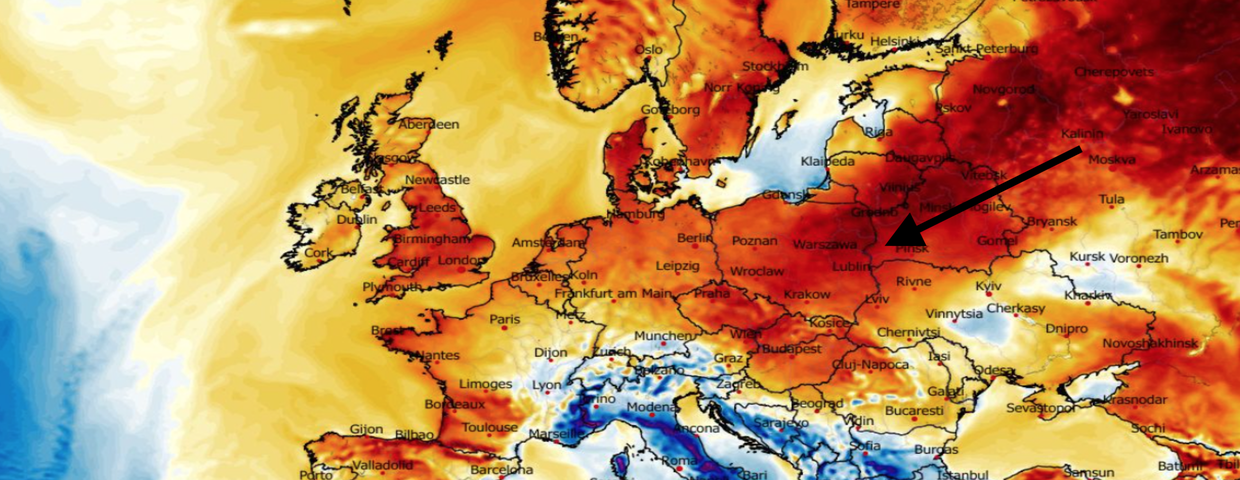 Anomalia temperatury mierzona na wysokości 2 m nad powierzchnią gruntu 18.03