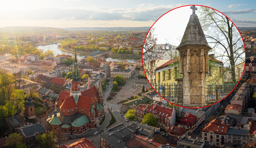 Panorama Krakowa i latarnia umarłych przy ul. Kopernika